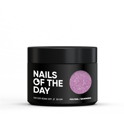 NAILSOFTHEDAY Polygel shimmer 04: poligel  de grano fino color rosa con brillo, 30 g