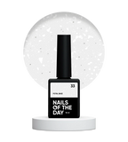 NAILSOFTHEDAY Potal base 33 — base semitransparente con destellos blancos y reflejos plateados finos, 10 ml.