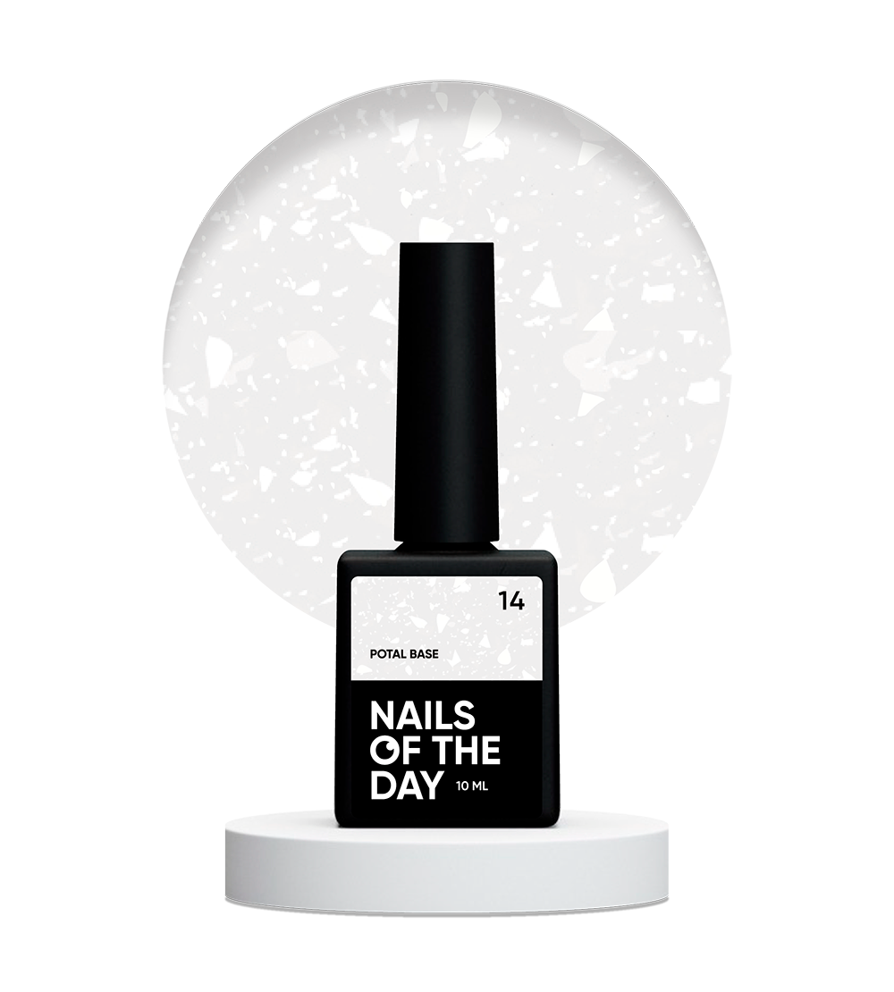 NAILSOFTHEDAY Potal base 14 – base lechosa suave con decoracion blanca elegante, 10 ml