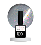 NAILSOFTHEDAY Potal base 15 – base lechosa suave con decoracion holográfica y elegante, 10 ml