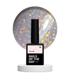 NAILSOFTHEDAY Potal base 18 – base lechosa suave con decoracion holográfica y elegante, 10 ml