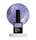 NAILSOFTHEDAY Potal base 20 – base violeta suave con elegante decoracion holográfica, 10 ml