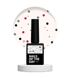 NAILSOFTHEDAY Potal base 32 — base lechosa con brillos negros y rojos, 10 ml