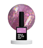 NAILSOFTHEDAY Potal base 22 – base rosa-lila con elegante decoracion holográfica, 10 ml