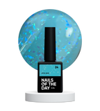 NAILSOFTHEDAY Potal base 24 - base azul celeste/brillante con decoracion holográfica elegante, 10 ml