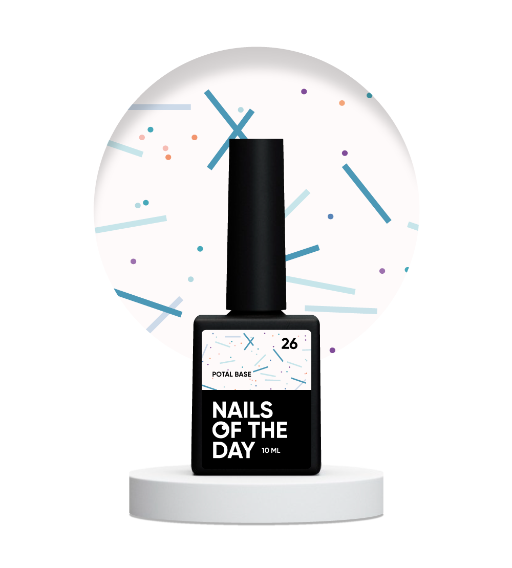 NAILSOFTHEDAY Potal base 26 – base lechosa color vainilla con destellos de neón, 10 ml