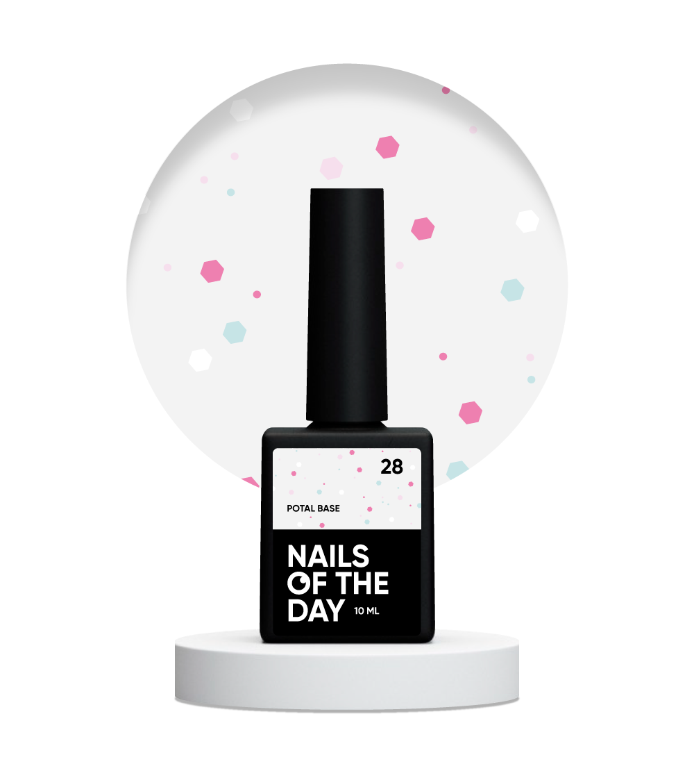 NAILSOFTHEDAY Potal base 28 - base de leche con purpurina neón, 10 ml