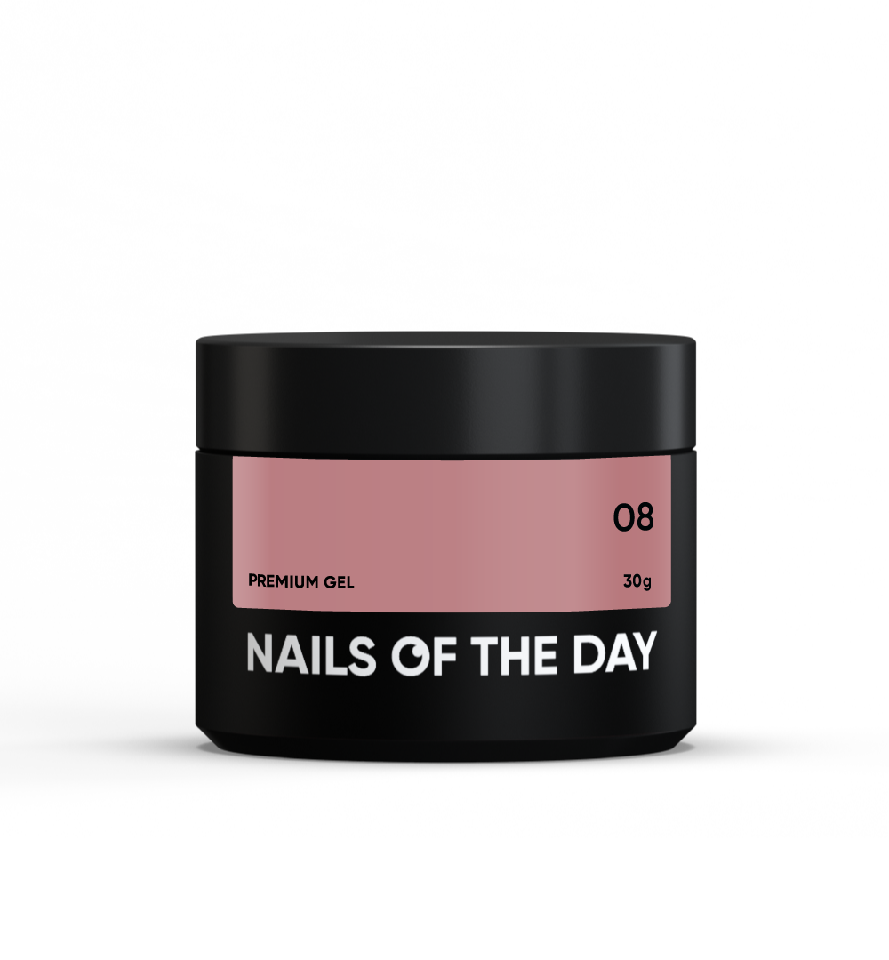 NAILSOFTHEDAY Premium gel 08 — gel de construcción ultrafuerte nude/caramelo oscuro con función autonivelante, 30 g