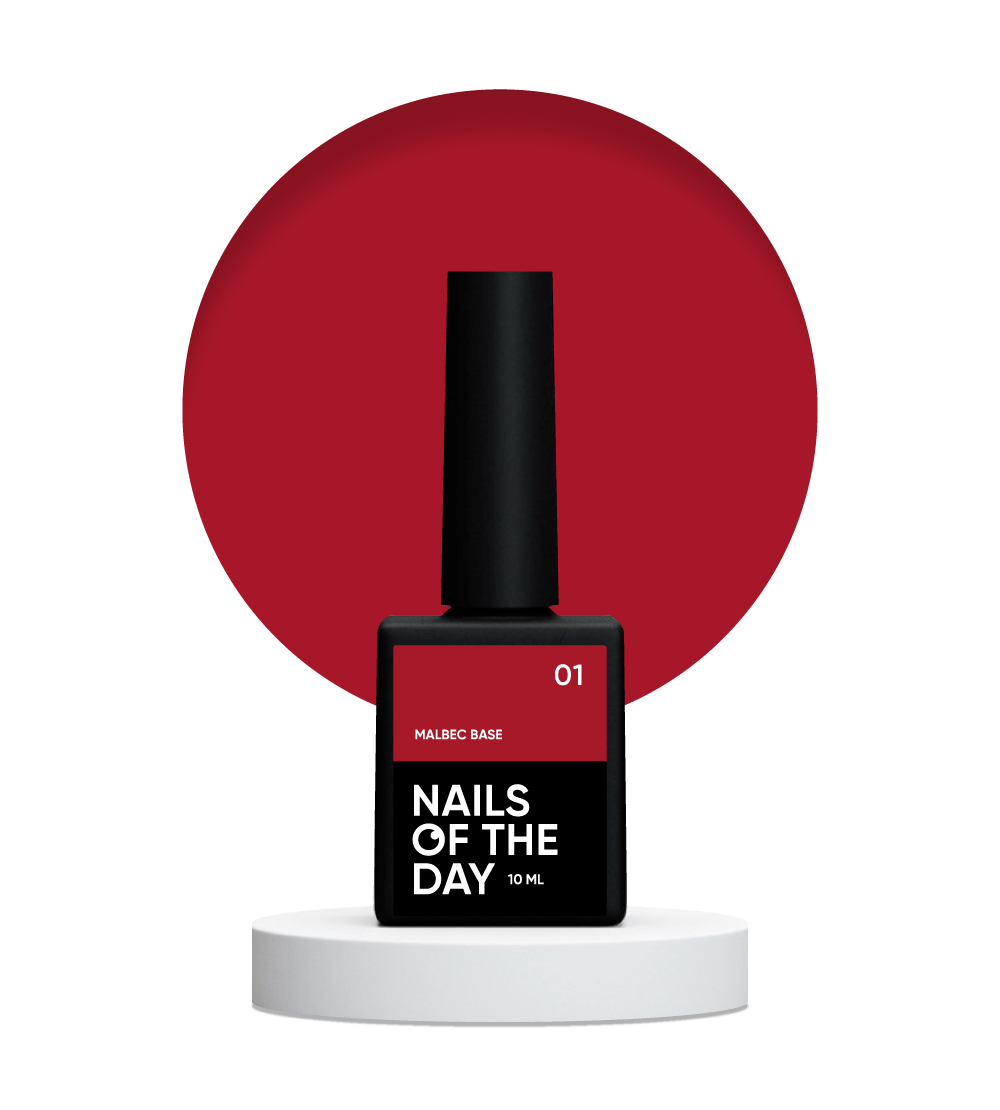 NAILSOFTHEDAY Malbec base 01 – base imitacion cristal rojo intenso, 10 ml