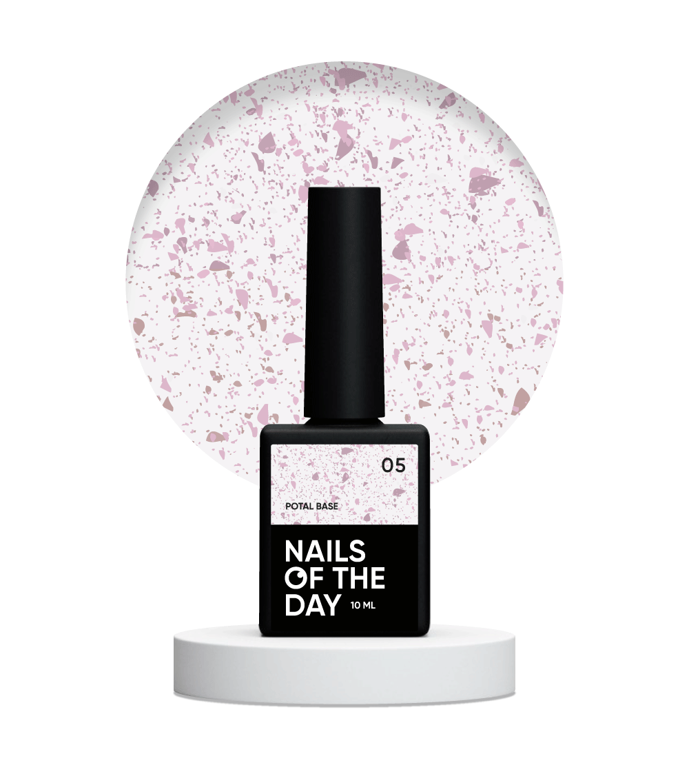 NAILSOFTHEDAY Potal base 05 - base lechosa con decoracion  rosa, 10 ml