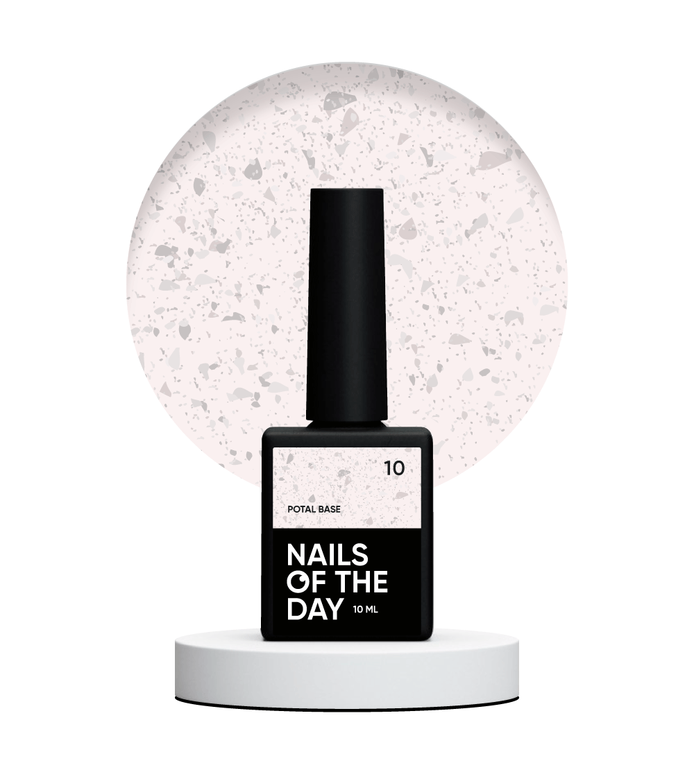 NAILSOFTHEDAY Potal base 10 - base lechosa para uñas con decoracion plateada, 10 ml