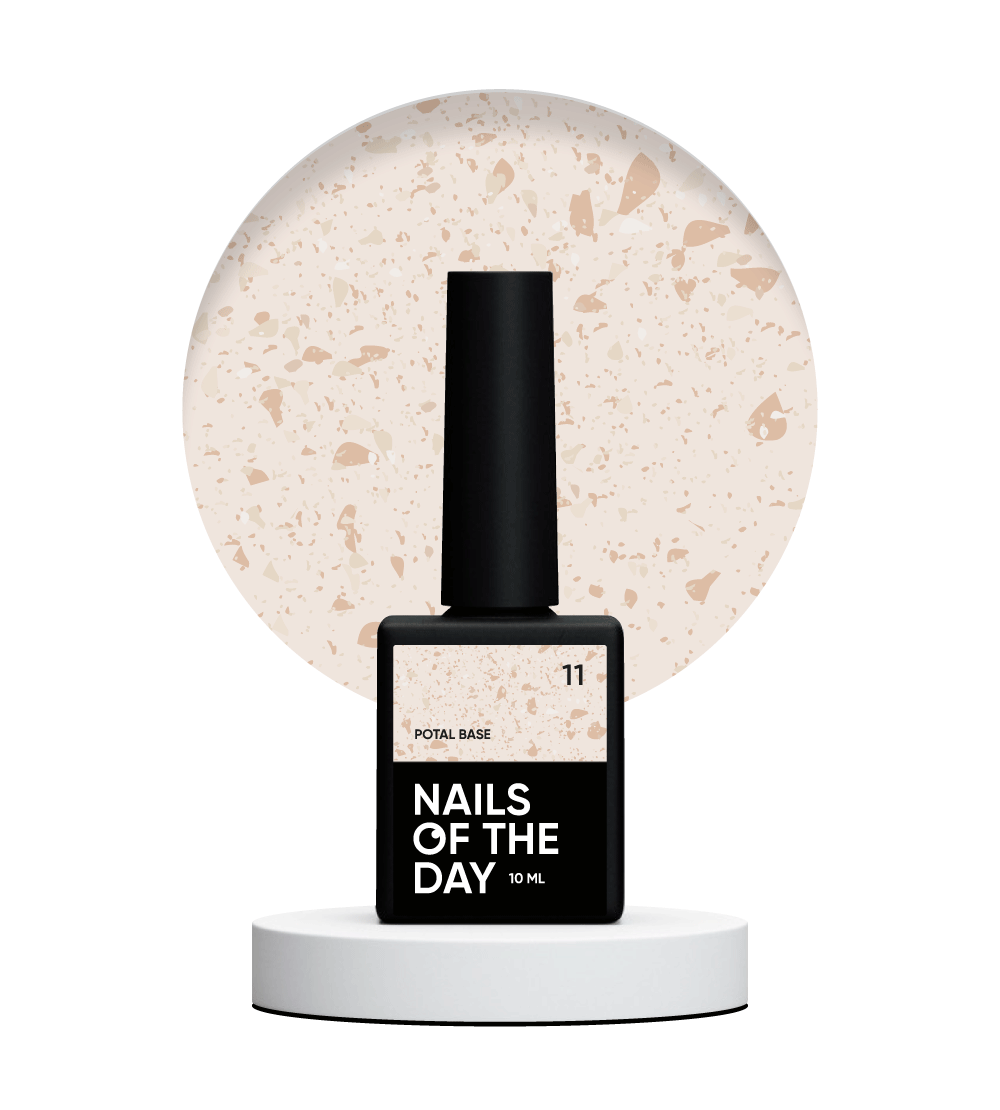 NAILSOFTHEDAY Potal base 11 - base lechosa con decoracion dorada, 10 ml