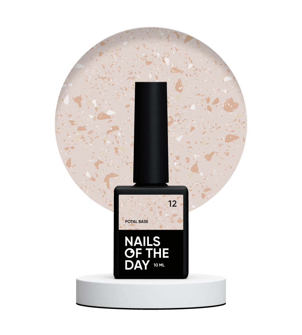 NAILSOFTHEDAY Potal base 12 - base beige con decoracion dorada, 10 ml