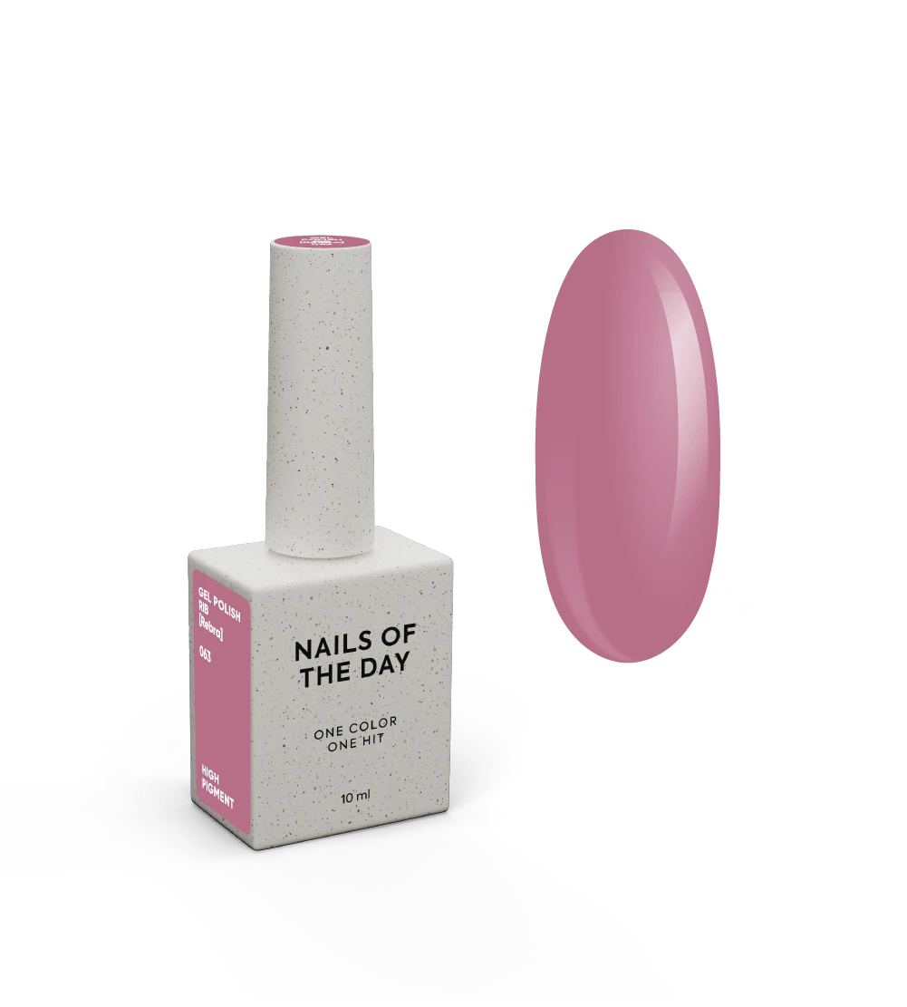 NAILSOFTHEDAY Gel Polish Rib [Rebra] 063 – esmalte nude rosado con cobertura en una sola capa, 10 ml