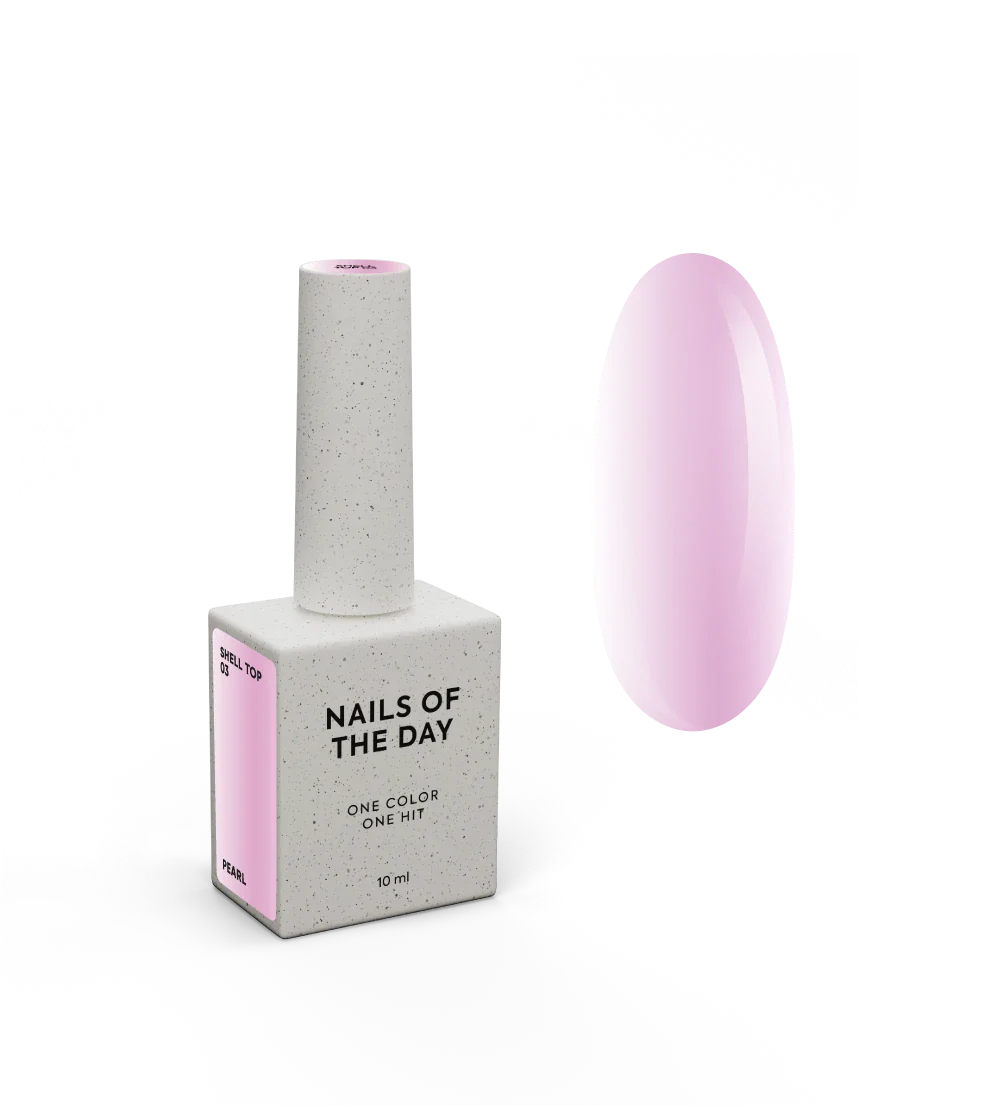 NAILSOFTHEDAY Shell Top 03 Nueva Fórmula — top perlado con efecto de frotado rosa, sin capa pegajosa, 10 ml