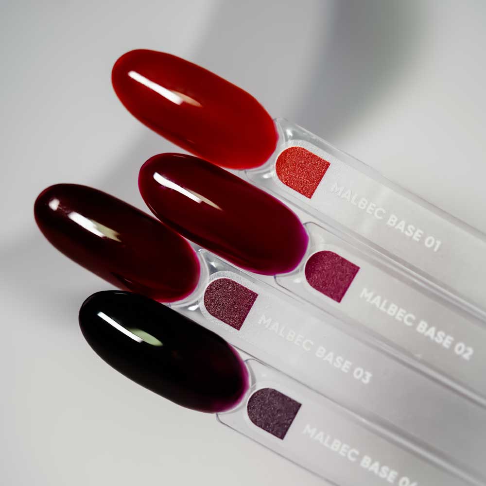 NAILSOFTHEDAY Malbec base 02 – base imitacion cristal de rojo burdeos, 10 ml