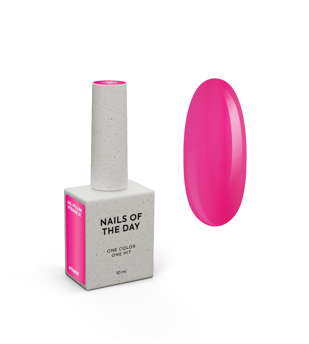NAILSOFTHEDAY Gel Polish Vitrage 01 — esmalte en gel efecto vitral rosa intenso (frambuesa), 10 ml
