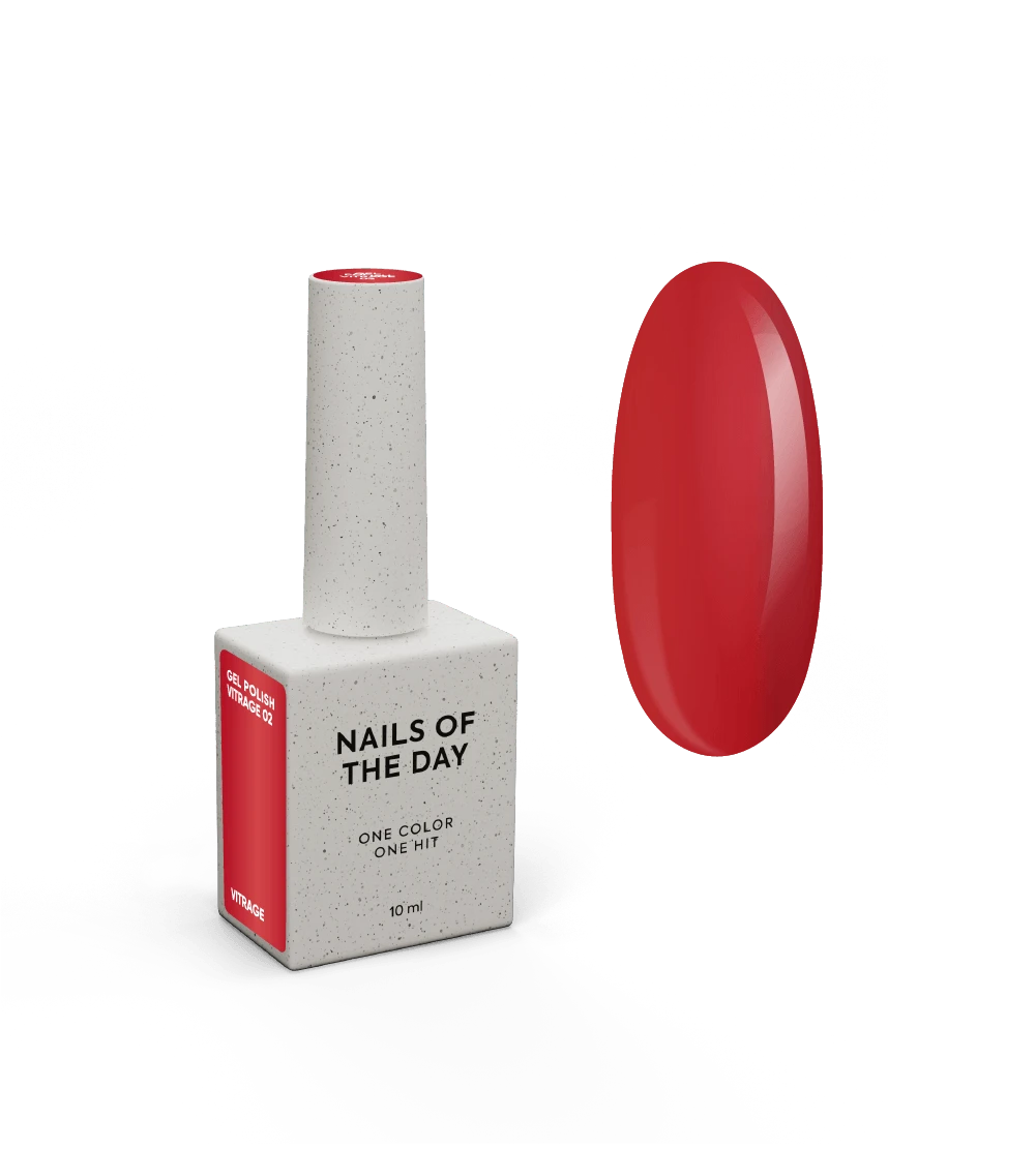 NAILSOFTHEDAY Gel Polish Vitrage 02 — esmalte en gel efecto vitral rojo intenso, 10 ml