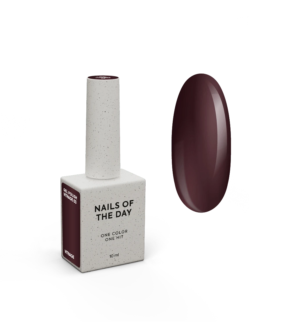 NAILSOFTHEDAY Gel Polish Vitrage 03 — esmalte en gel efecto vitral color vino, 10 ml
