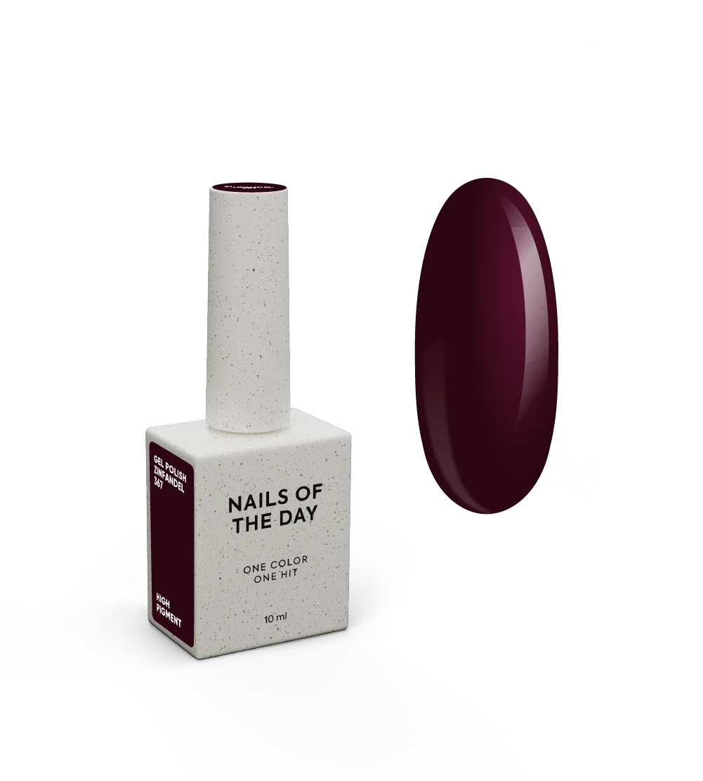 NAILSOFTHEDAY Gel Polish Zinfandel — esmalte semipermanente burdeos oscuro, cobertura en una sola capa, 10 ml