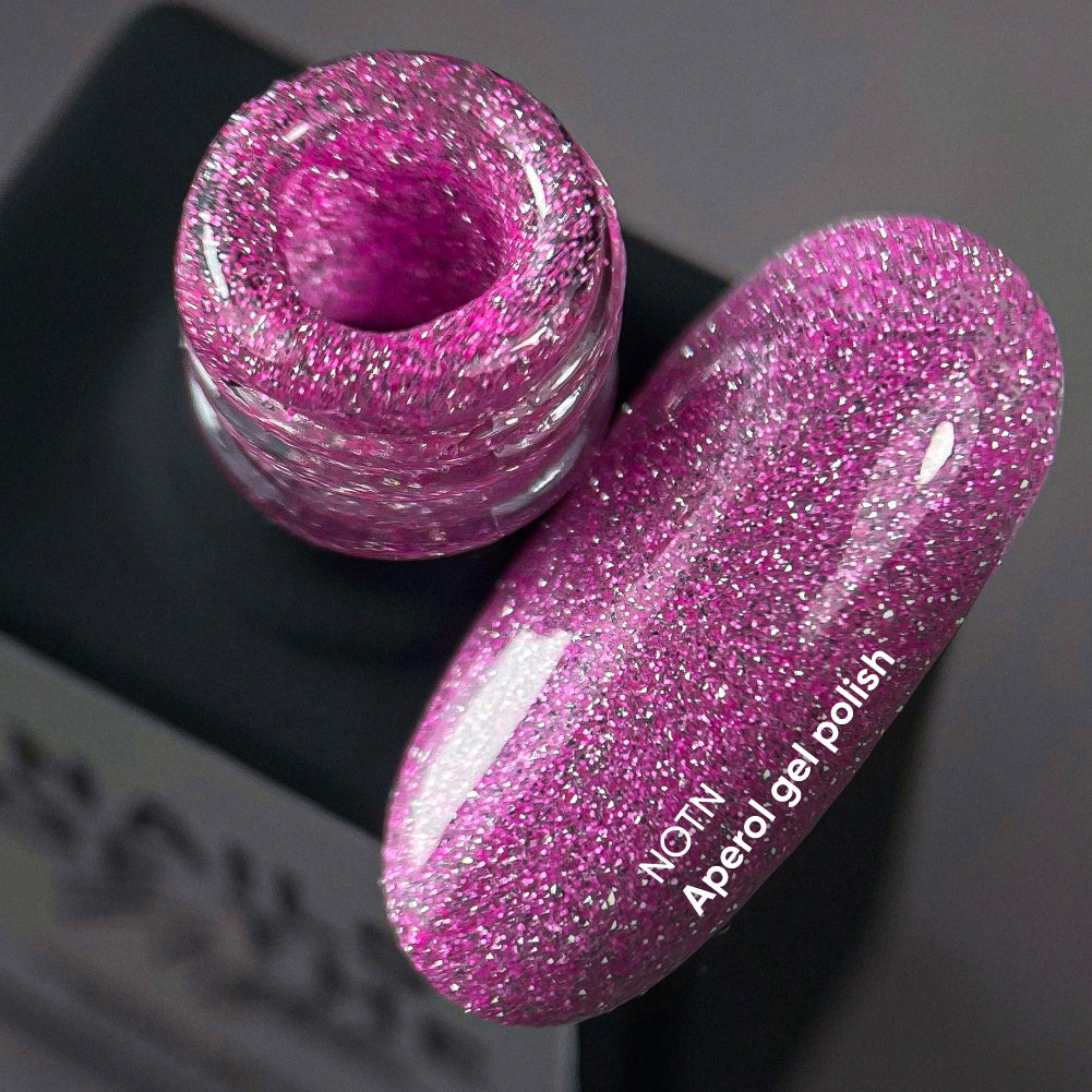 NAILSOFTHENIGHT Aperol gel polish -  esmalte semipermanente reflectante rosa para uñas, 10 ml