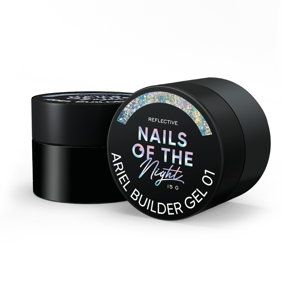 NAILSOFTHENIGHT Ariel gel 01 — gel constructor con escamas de yuki multicolores para uñas, 15 g
