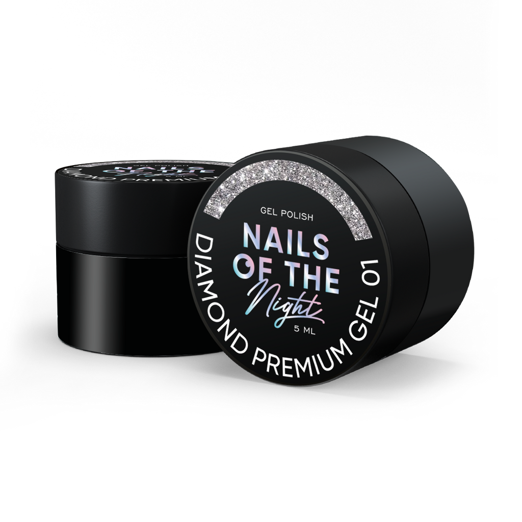 NAILSOFTHENIGHT Diamond Premium gel - gel polish 01— esmalte semipermanente plateado con finas hojas metálicas para uñas, 5 ml