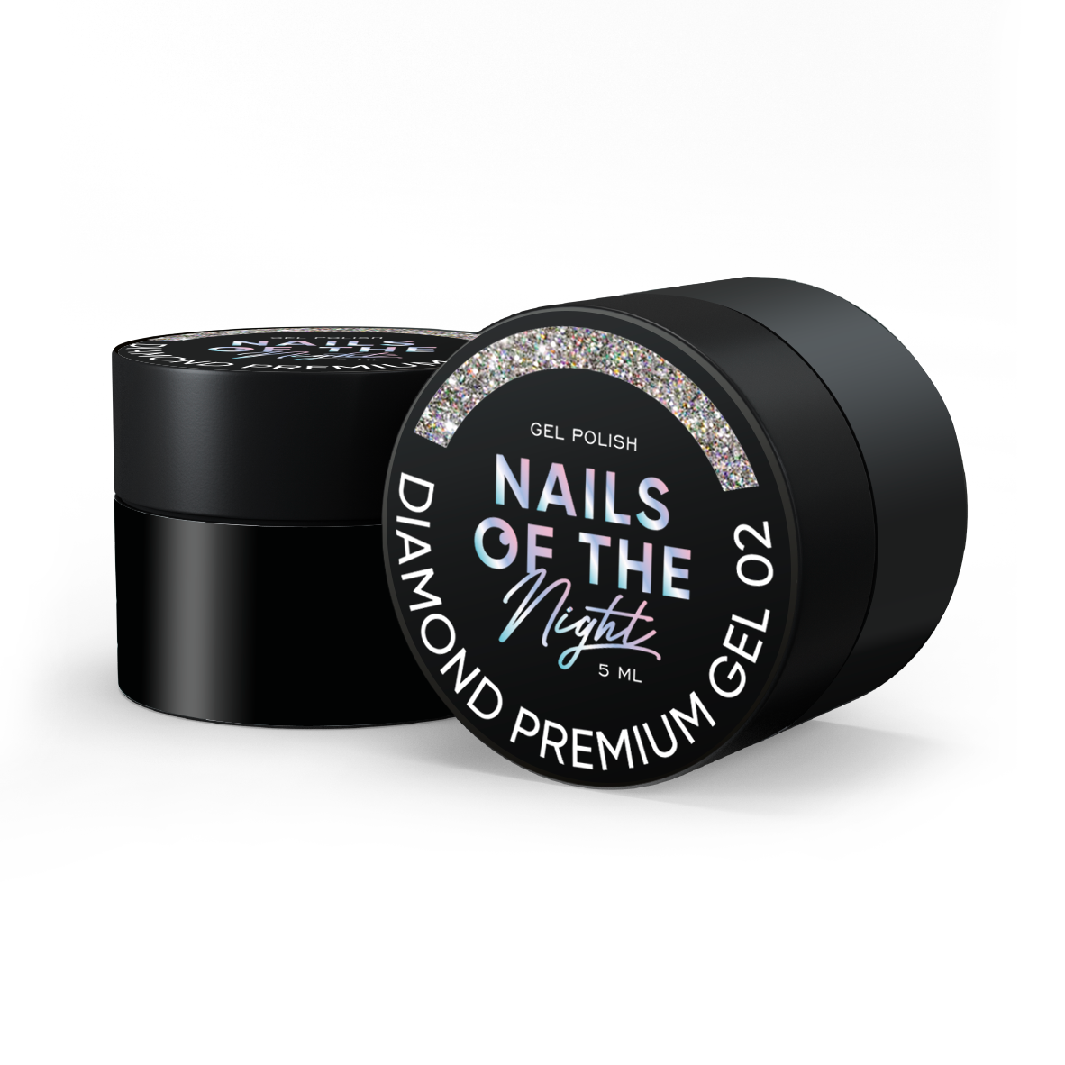 NAILSOFTHENIGHT Diamond Premium gel - gel polish 02 — esmalte semipermanente plateado con finas hojas metálicas para uñas, 5 ml