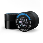 NAILSOFTHENIGHT Diamond Premium gel – esmalte en gel 05 — esmalte semipermanente azul con con finas hojas metálicas para uñas, 5 ml