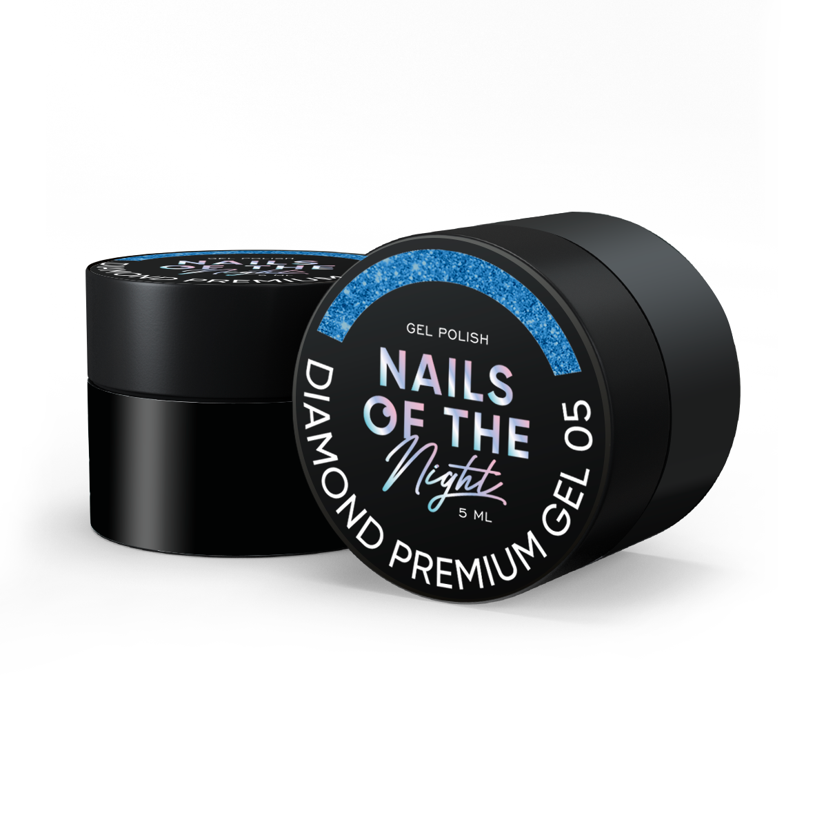 NAILSOFTHENIGHT Diamond Premium gel – esmalte en gel 05 — esmalte semipermanente azul con con finas hojas metálicas para uñas, 5 ml