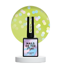 NAILSOFTHENIGHT Party base 04 – base verde limón neón con hexágonos holográficos, 10 ml