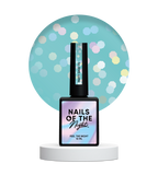 NAILSOFTHENIGHT Party base 05 – base azul neón con hexágonos holográficos, 10 ml