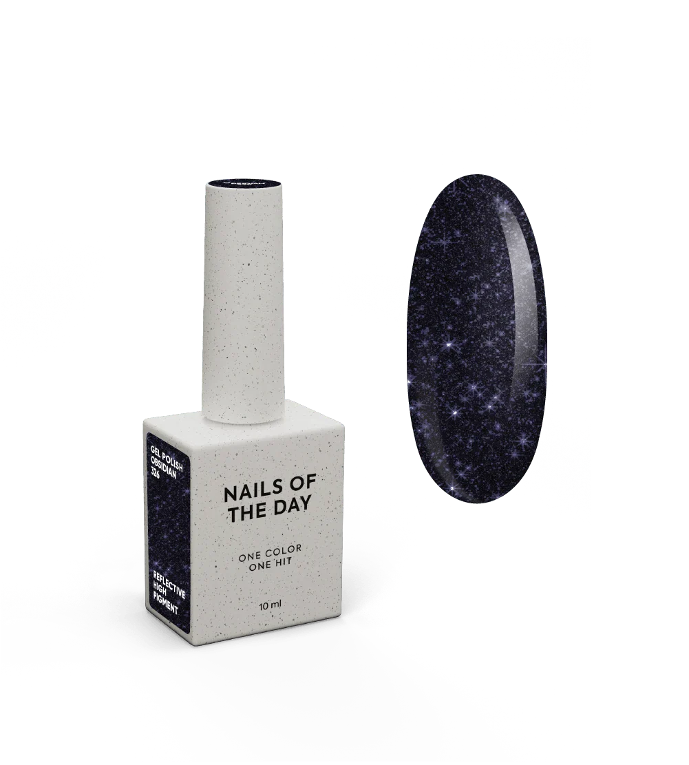 NAILSOFTHENIGHT Obsidian Gel Polish — un esmalte de color grafito-púrpura reflectante, 10 ml.