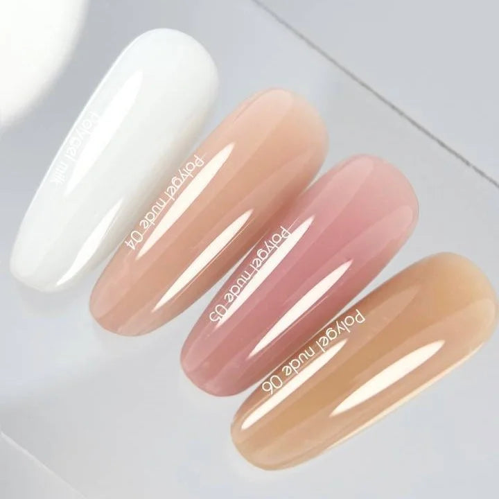 NAILSOFTHEDAY Polygel Shimmer 08 — Polígel rosa nude con shimmer plateado fino y intenso, 30 g