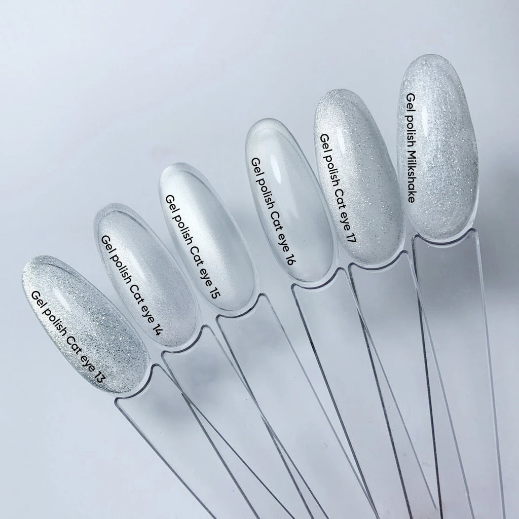 NAILSOFTHEDAY Gel Polish Cat Eye 15 – esmalte ojo de gato plateado sobre base transparente, 6 ml