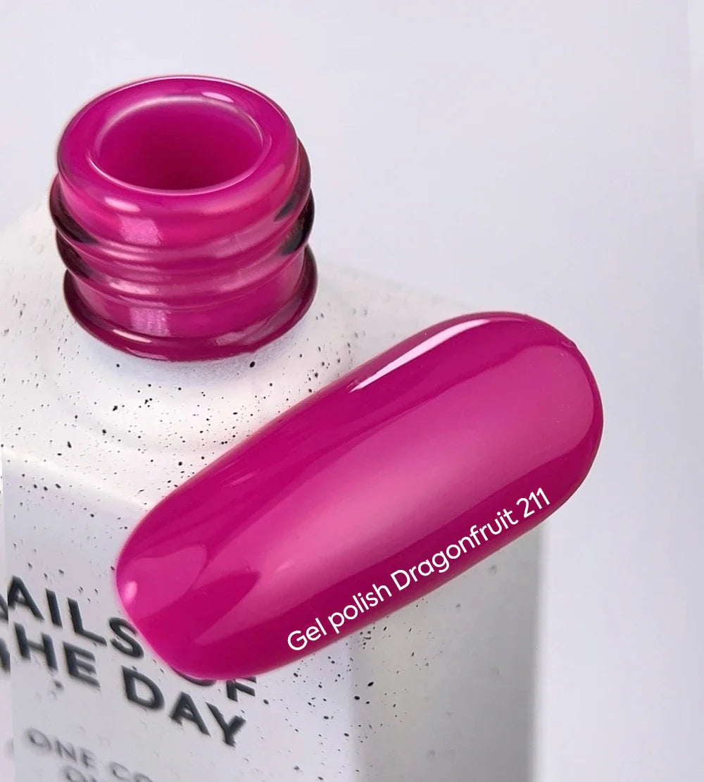 NAILSOFTHEDAY Gel Polish Dragonfruit-211, 10 ml — esmalte semipermanente rosa magenta con cobertura total en una sola capa