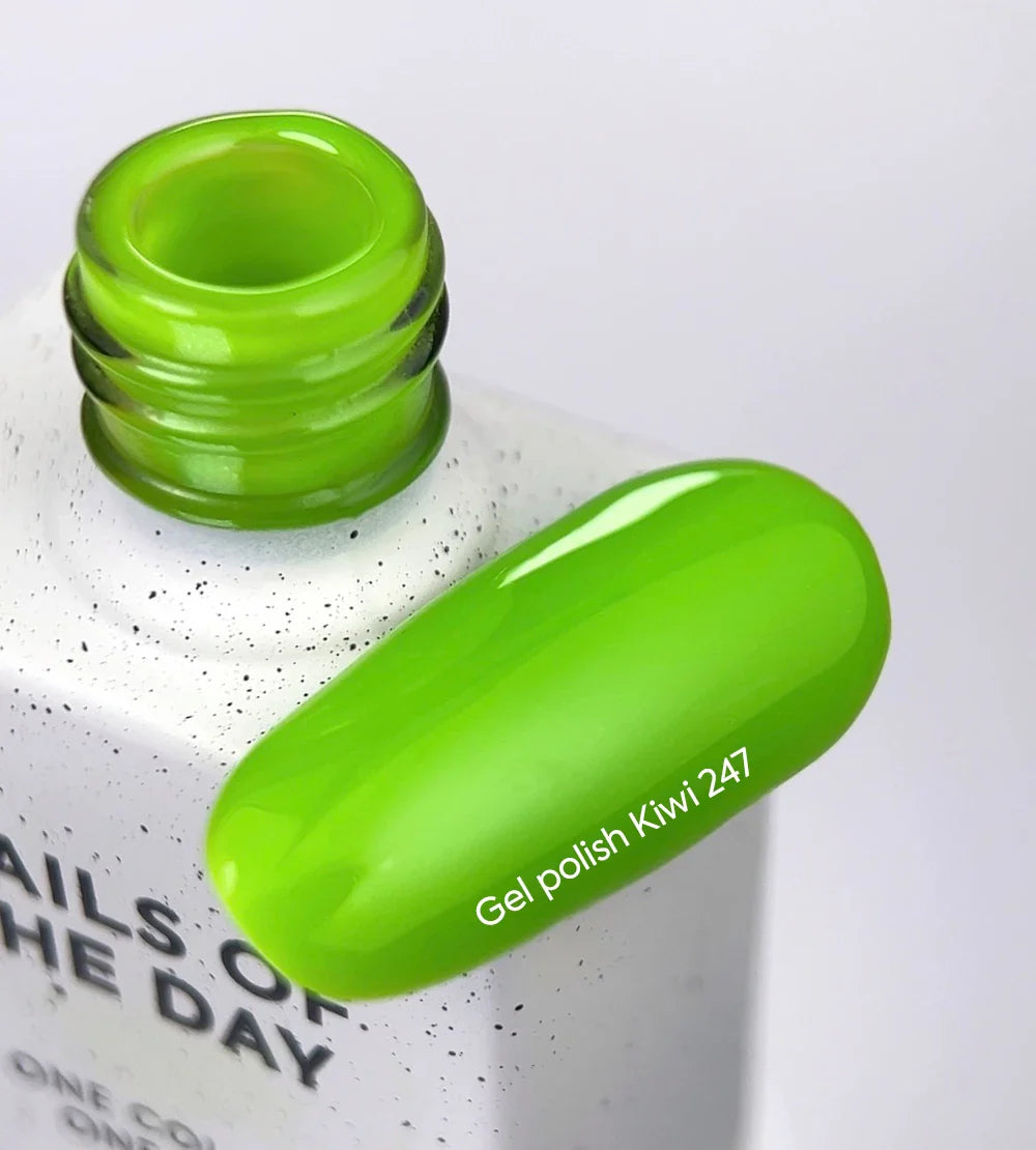 NAILSOFTHEDAY Gel Polish Kiwi-247 — esmalte semipermanente verde neón con cobertura total en una sola capa, 10 ml