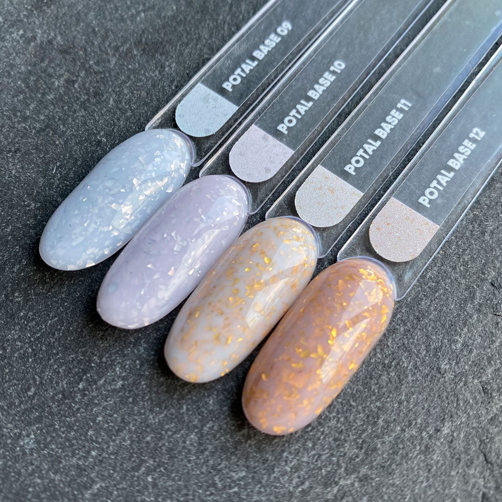 NAILSOFTHEDAY Potal base 11 - base lechosa con decoracion dorada, 10 ml