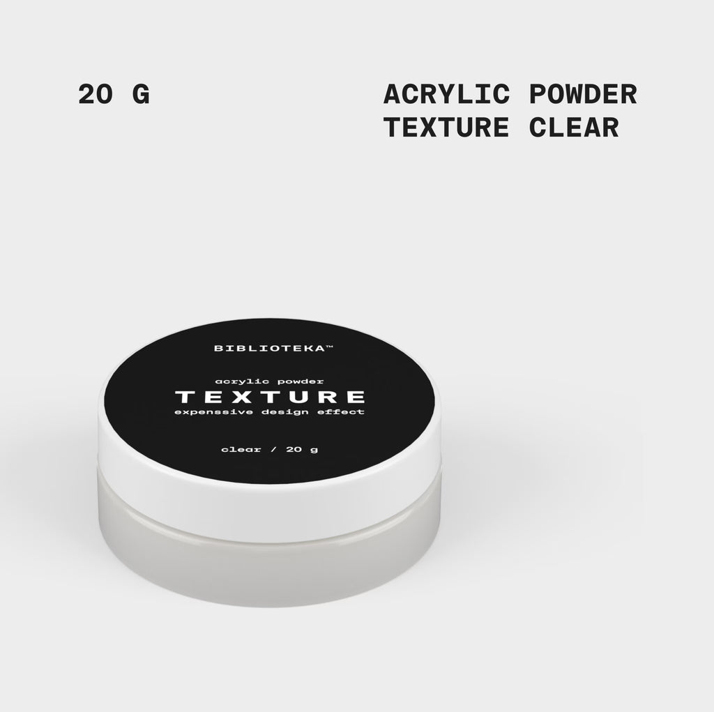 BIBLIOTEKA Polvo acrílico TEXTURE clear – transparente (grueso), 20 g
