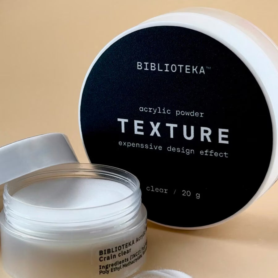 BIBLIOTEKA Polvo acrílico TEXTURE clear – transparente (grueso), 20 g