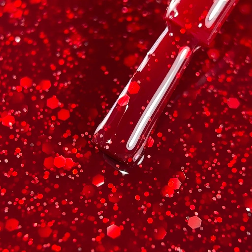 BIBLIOTEKA Esmalte Ruby Red — Rojo con glitter, 10 ml