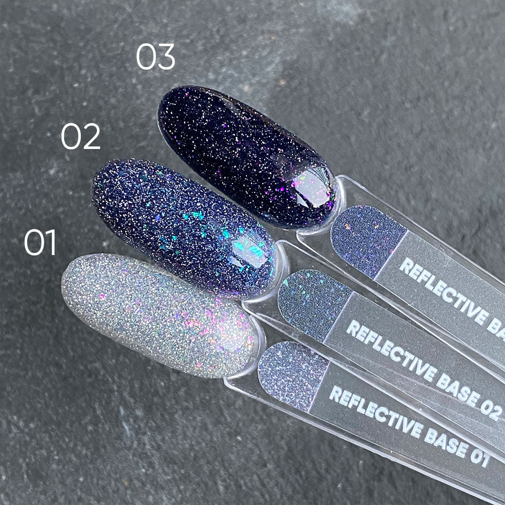 NAILSOFTHENIGHT Reflective base 01 - base reflectante de camuflaje con brillo (purpurina plateada y rosa), 10 ml