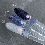 NAILSOFTHENIGHT Reflective base 03 - base reflectante de camuflaje con brillo (destellos violeta y rosa), 10 ml