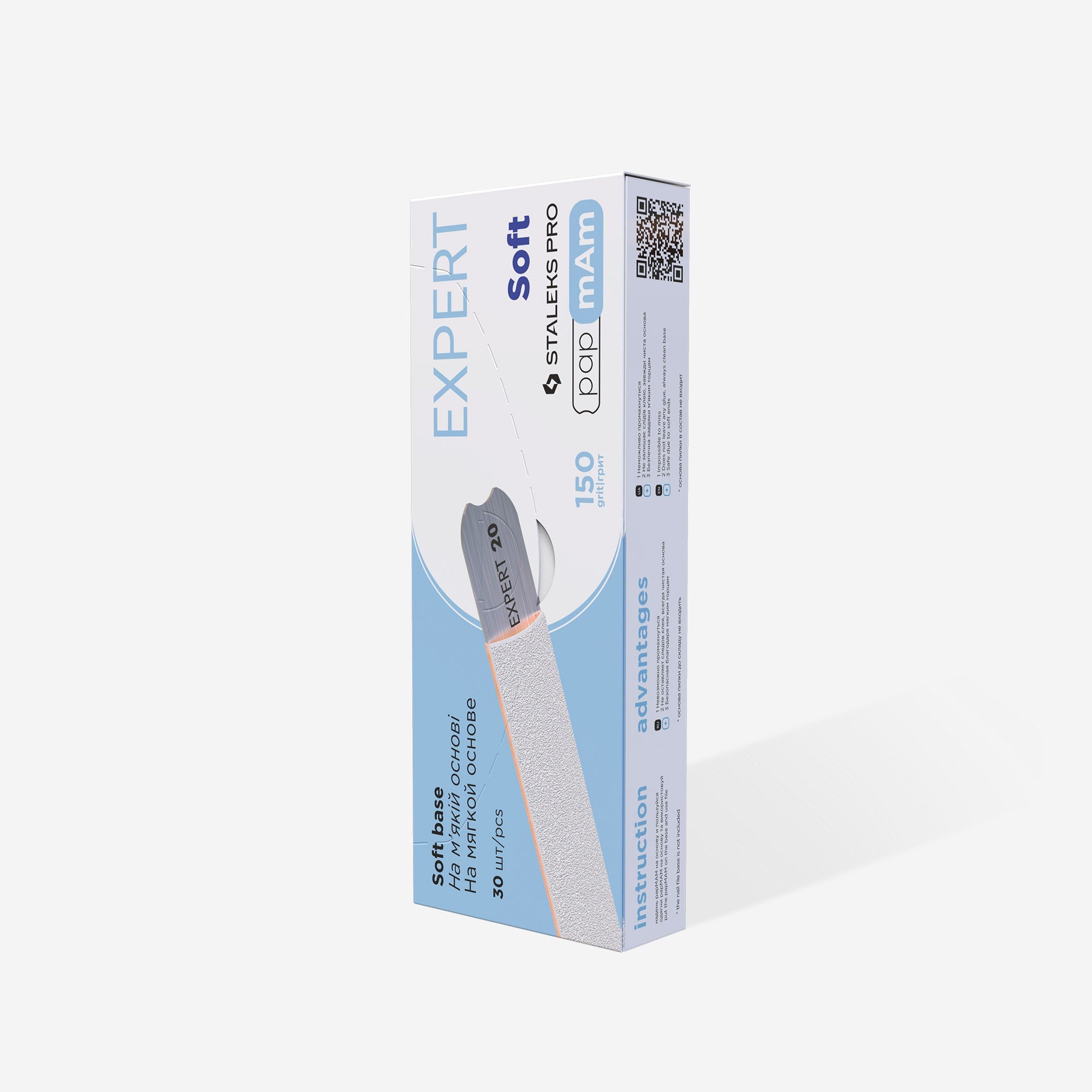 Limas desechables con espuma Staleks Soft Expert. Recta, 20mm
