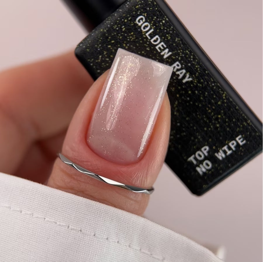 BIBLIOTEKA Top Coat sin capa pegajosa con filtro UV — Golden Ray, 10 ml