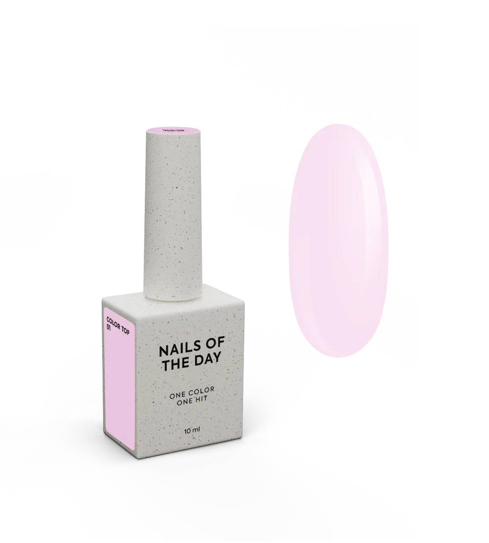 NAILSOFTHEDAY Color Top 01 — top suave rosa sin capa pegajosa para uñas, 10 ml.