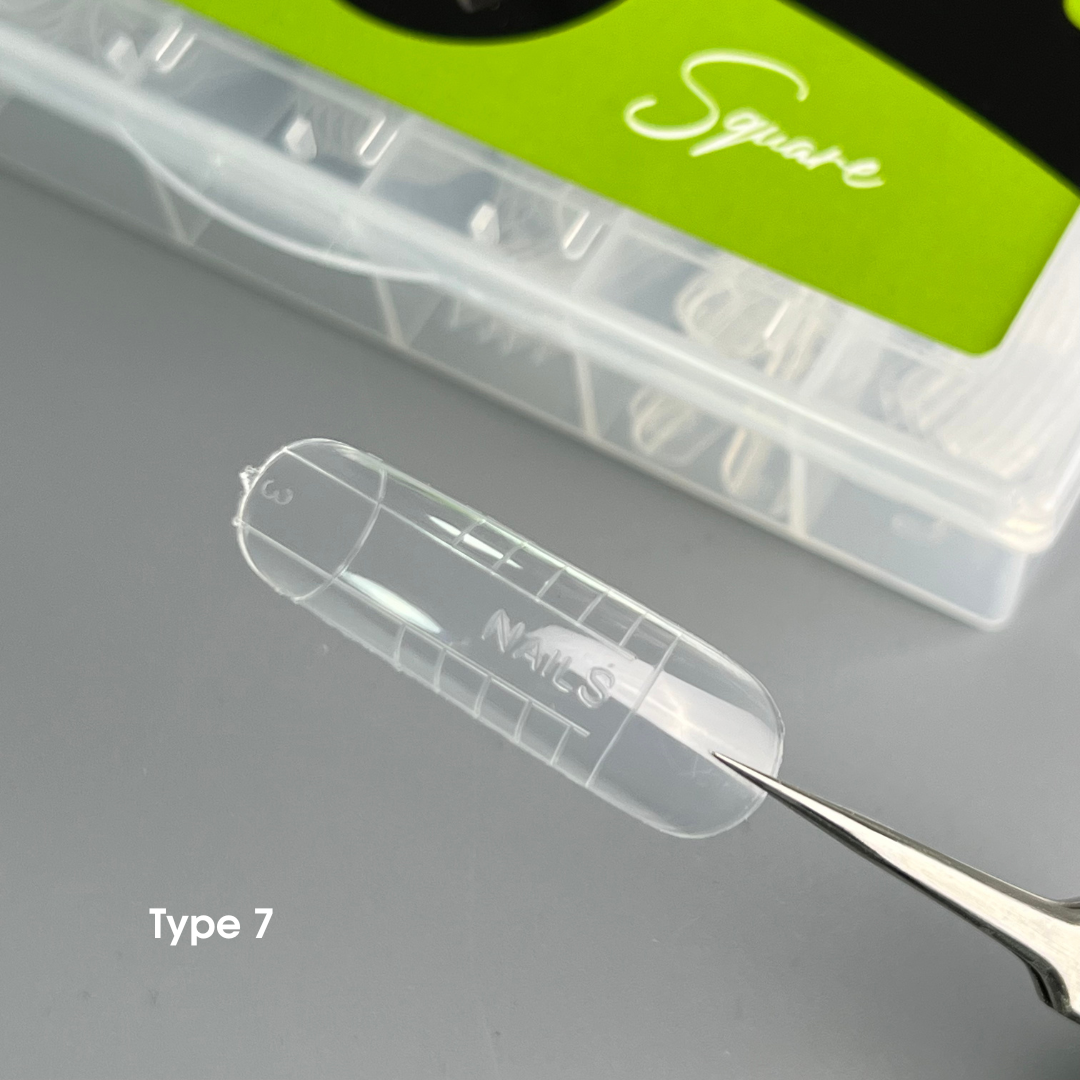 NAILSOFTHEDAY Dual Form Square (Type 7): forma superior tipo cuadrada para longitud de extensión media, adecuada para uñas que crecen hacia abajo, 120 piezas